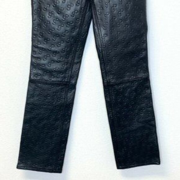Saks Potts Black Lamb Leather Embossed Trousers - Picture 2 of 9